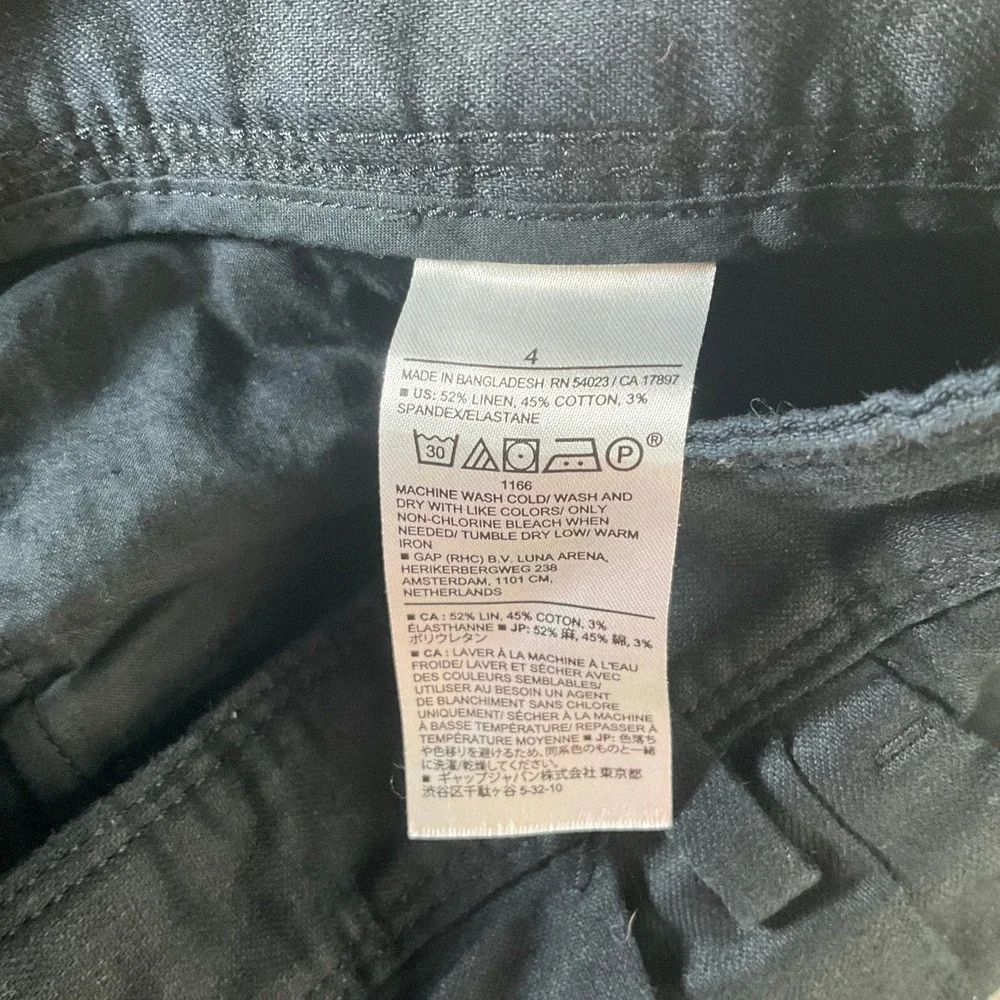 Banana Republic Pants Womens 4 Black Linen‎ Cotton Wide Leg Pleated Minimalist